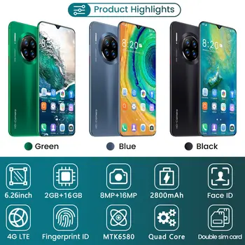 

Mate30pro 6.26 inch 2+16GB mobile phone smart phone Face recognition technology Practical smart phone