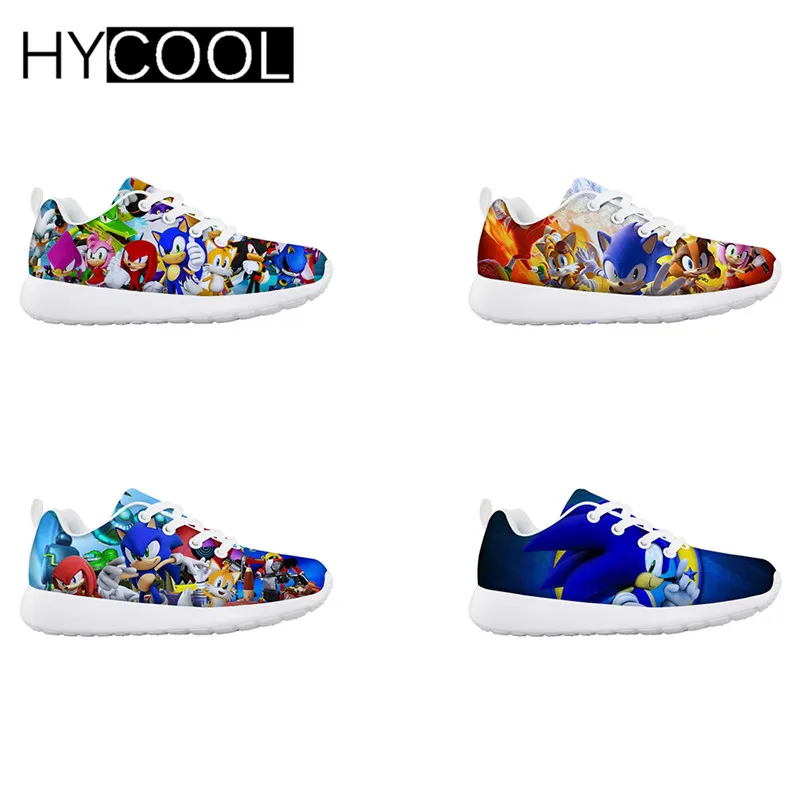 

HYCOOL Kids Running Flats Shoes All-in Sonic The hedgehog Printed Sport Sneakers Mesh Tenis Infantil Menino Gym Boys Girl Shoe