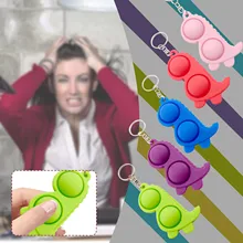 Porte clés en forme d'animal de dessin animé, fossette, Fidget, jouet anti stress, dinosaure bulle Popper, contrôleur de planche, jouets éducatifs 