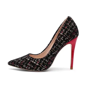 

2019 spring new stone pattern high heel women's shoes pointed shallow mouth super high heel fashion women's shoes large size