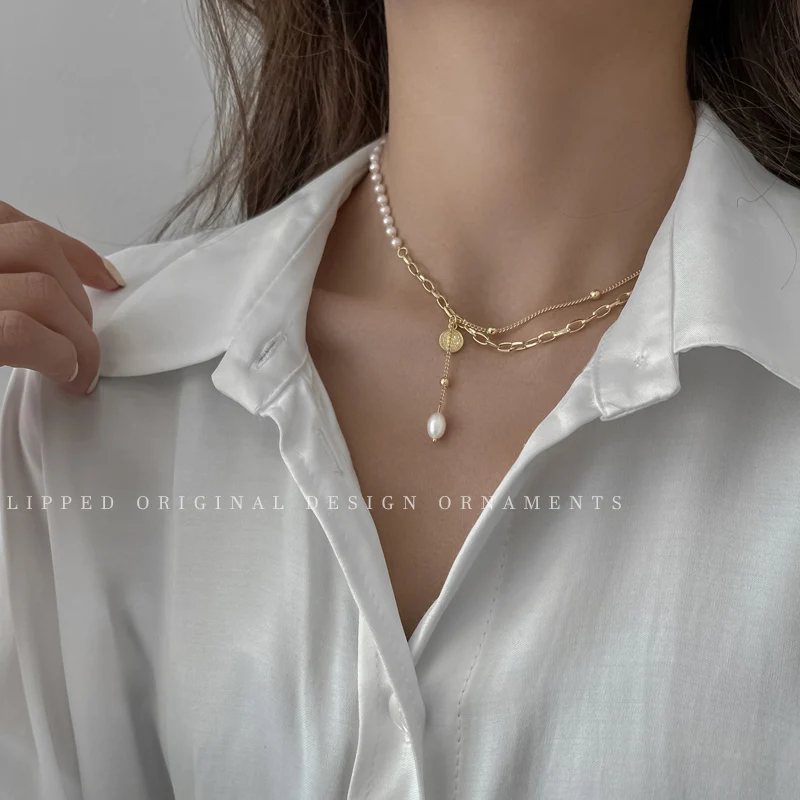 2021 New Korean Fashion Dainty Pearl Necklace For Women Beaded Chain Cute Pearl Pendant Choker Vintage Jewelry On The Neck 