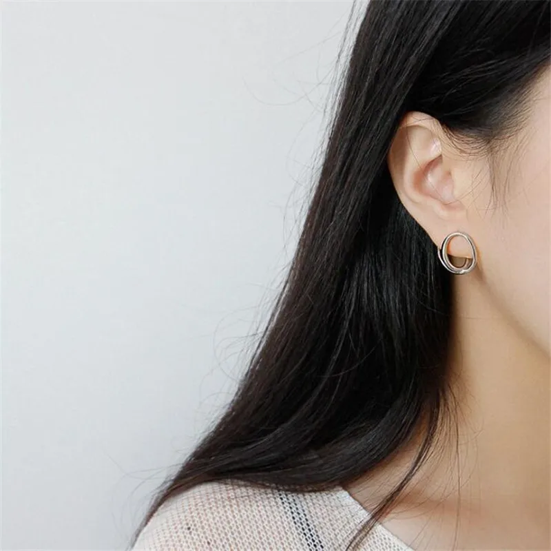 ying Vahine 925 Sterling Silver Korean Style Irregular Lines Stud Earrings for Women