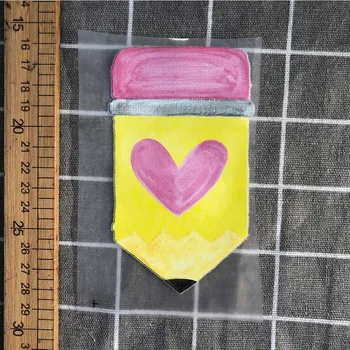 

Back To School pencil Student Wholesale Brand LOGO Patches Iron On Letters Transfers For Clothes Print Heat Transfer Sticker