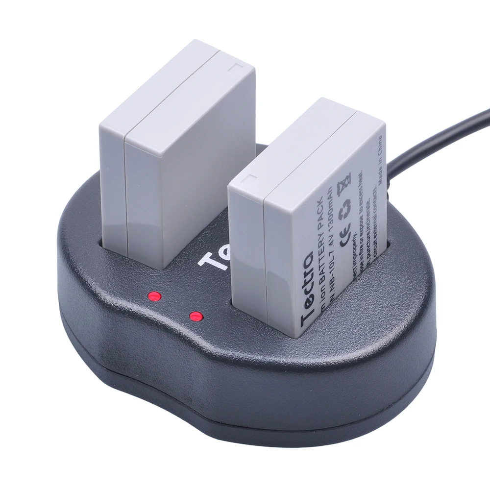 Tectra NB 10L NB10L Canon Camera Battery+LED Dual Charger USB Cable for