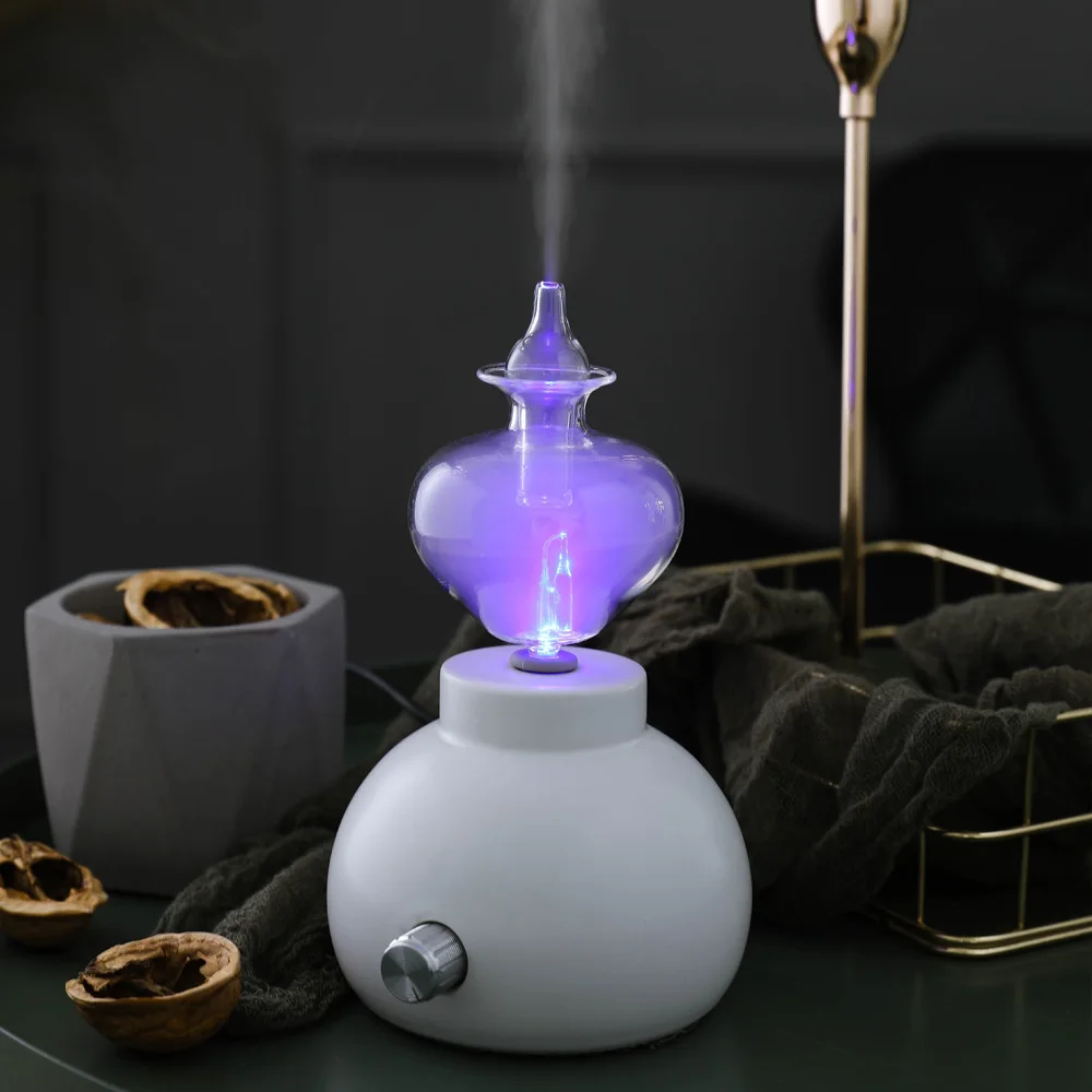 

European Ceramic Glass Aromatherapy Pure Essential Oils Diffuser Air Fog Nebulizer Humidifier with LED for Home Badroom