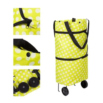

1 PC Portable Shopping Trolley Bag With Wheels Foldable Cart Rolling Grocery Supermarket Shopping Bag New Arrival