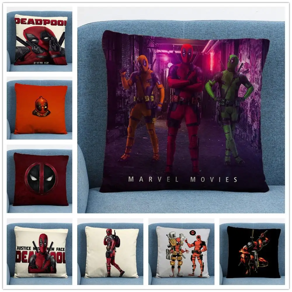 

Superhero Marvel/Deadpool Cartoon Pillow Covers For Sofa Home Decor Linen Cushion Case Throw Pillow Case 45x45cm