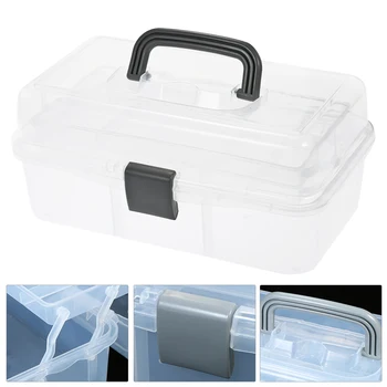 

Hot 3 Layer Folding Plastic Storage Box Multiple Compartments Art Craft Tools Medicine Cabinet Storage Organizer Case with Two T