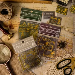 30pcs/pack Vintage Cobbler Workshop Decorative Bronzing Stickers Scrapbooking Label Diary Stationery Album Phone Journal Planner