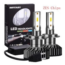 Infitary водонепроницаемый автомобиль H7 светодиодные фары лампы H4 H1 H3 H11 9005 9006 ZES чипы 6500K 4500K 3000K 12 в лм Авто Противотуманные фары
