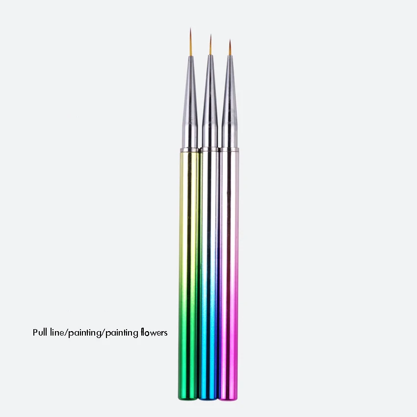 

3 шт./компл. Кисть для нанесения лайнера на ногти, кисть для рисования акриловыми ногтями, кисть для рисования на гель-Лаке, набор кистей для рисования на ногтях, металлическая градиентная ручка