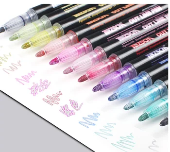 

12pcs Double Lines Contour Color Art Pens Markers Pen Out Line Pen Highlighter Scrapbooking Bullet diary Graffiti Poster card