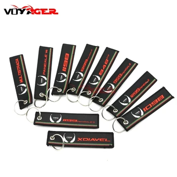 

Motorcycle Embroidery Collection Keychain For DUCATI DIAVEL 848 899 959 1098 1198 1199 1299 XDIAVEL Keyring Key Holder Chain