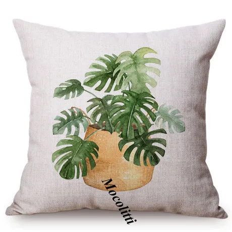 Green Plant Nordic Concise Small fresh Home Decorative Cushion Cover Cactus Aloe Potted Plant Office Sofa Throw Pillow Cover 18 M121-3