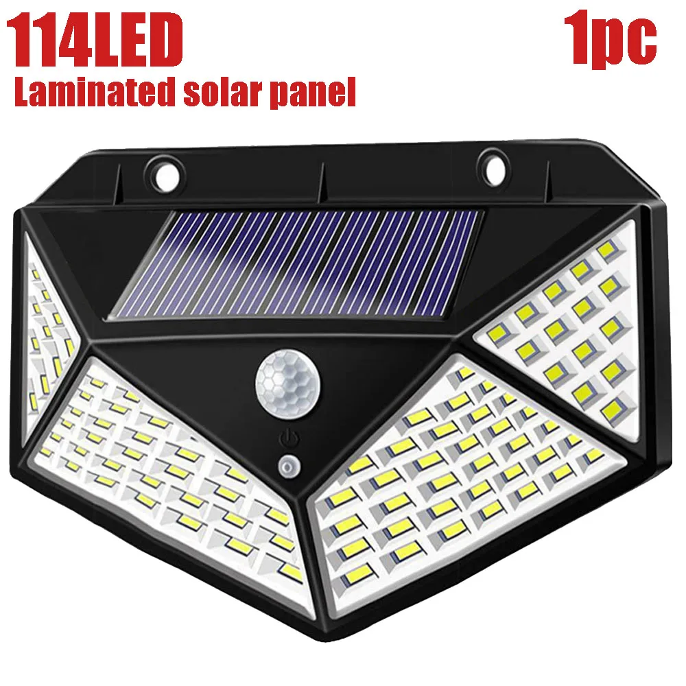 Laminated 114LED A2 solar lamp lantern 100/114 LED light 4-side 2400mA PIR motion sener Garden outdoor Patio Yard Wall Driveway Fence - Испускаемый цвет: Laminated 114LED