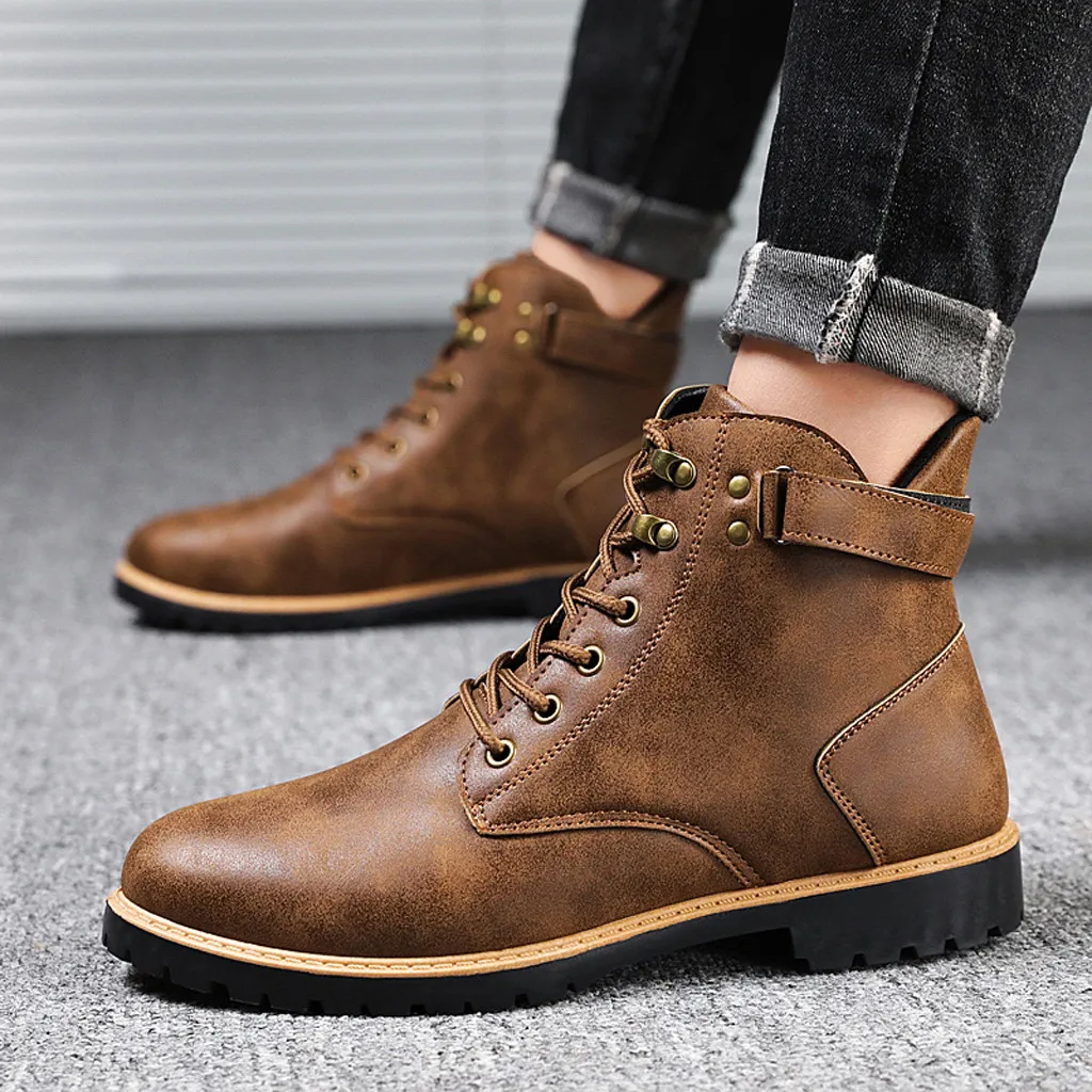 Vendedor Caliente Zapatos de moda para hombre, botas de tubo informales para exterior, calzado antideslizante, militar, transpirables QLXAydQE1