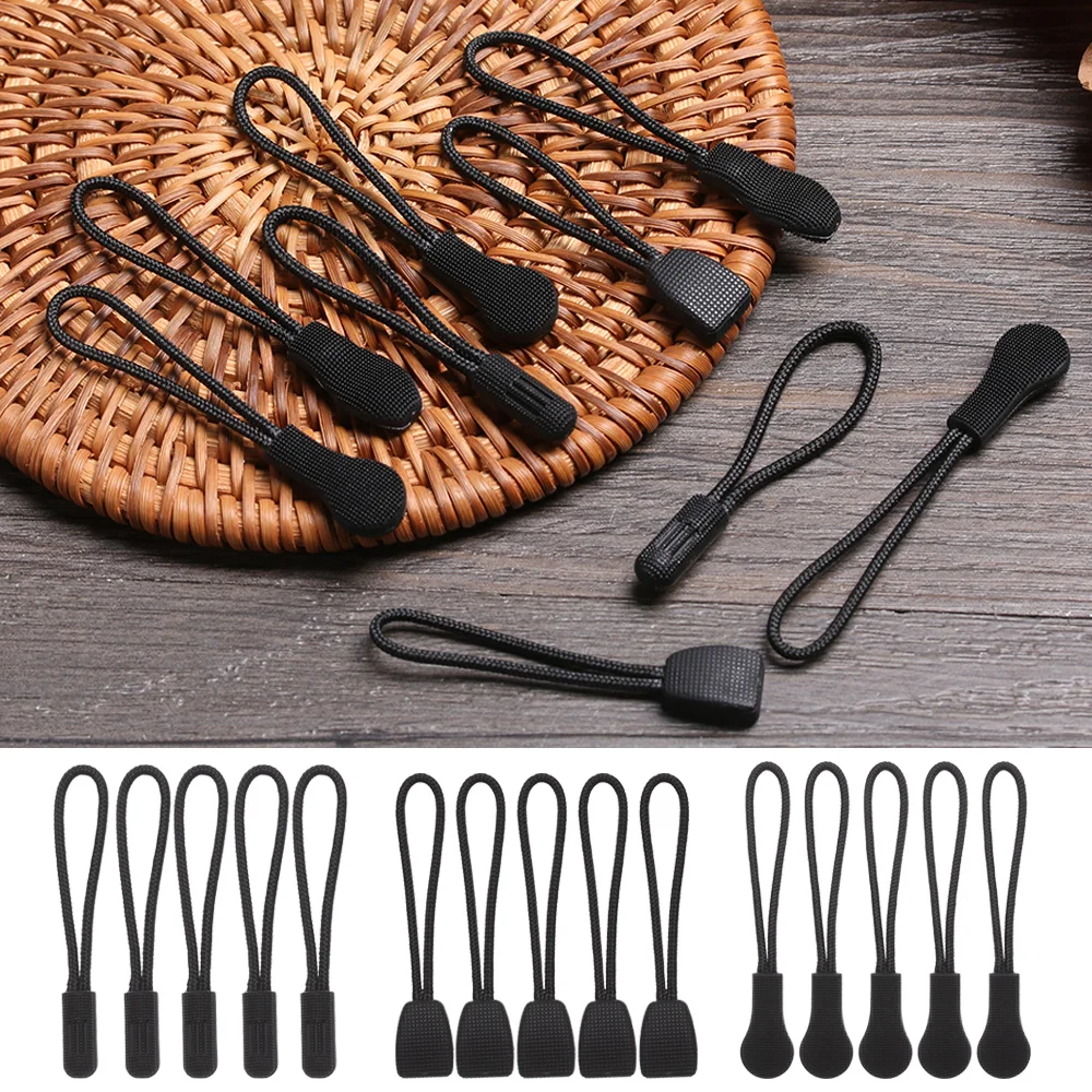 10Pcs Zipper Pull Cord Rope Pullers Ends Lock Zips Bags Clip Buckle Zip Puller Replacement Suitcase Tent Travel Accessories