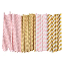 Biodegradable Paper Straws, 100 Pink For Party Supplies, Birthday, Wedding, Bridal/Baby Shower Decorations And Holiday Celebrati