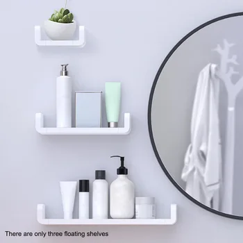 

3pcs/set Bedroom Kitchen Non Drilling Display Rack Wall Mounted Home Bathroom Storage Holder Floating Shelves Multifunction