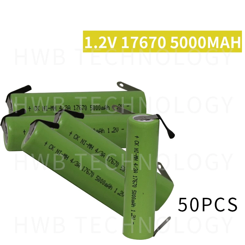 50 PCS/lot Brand new Original 1.2V 17670 5000mAh Ni-Mh Rechargeable Battery With Pins Free Shipping | Электроника
