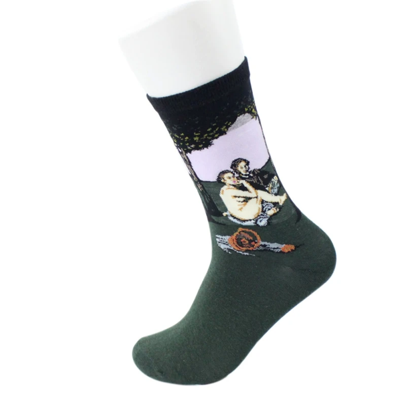 Весенние женские носки Ukiyoe в стиле ретро, художественные носки Mona Lisa Van Gogh с изображением знаменитой картины маслом, мужские забавные носки для пары