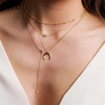 

ROXI Real 925 Sterling Silver Necklace for Women Girl Jewelry Gold Silver Color Ball Beads Chain Necklace Collar Choker Necklace