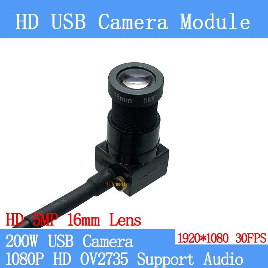

1080P Full HD USB Camera Module MJPEG 30fps High Speed Mini CCTV Linux UVC Android Webcam Mini Surveillance camera 5MP 16mm Lens