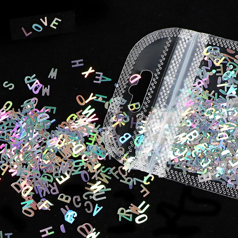 Art-Accessories Mirror Slices Letter Nail Sequins Paillette-Colors Sparkly 3d-Flakes