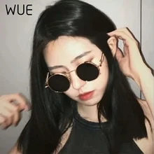 WUE металлические стимпанк Солнцезащитные очки для мужчин и женщин модные круглые очки фирменный Дизайн Винтажные Солнцезащитные очки высокое качество UV400 очки