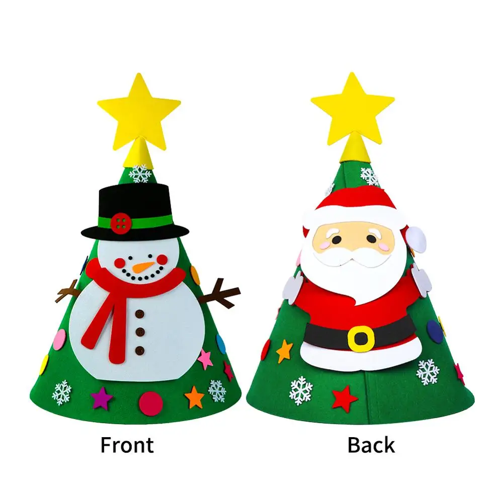 OurWarm 3D DIY войлочная Рождественская елка детские подарки игрушки искусственные рождественские Новогодние рождественские украшения подвесные украшения для дома - Цвет: Snowman Santa