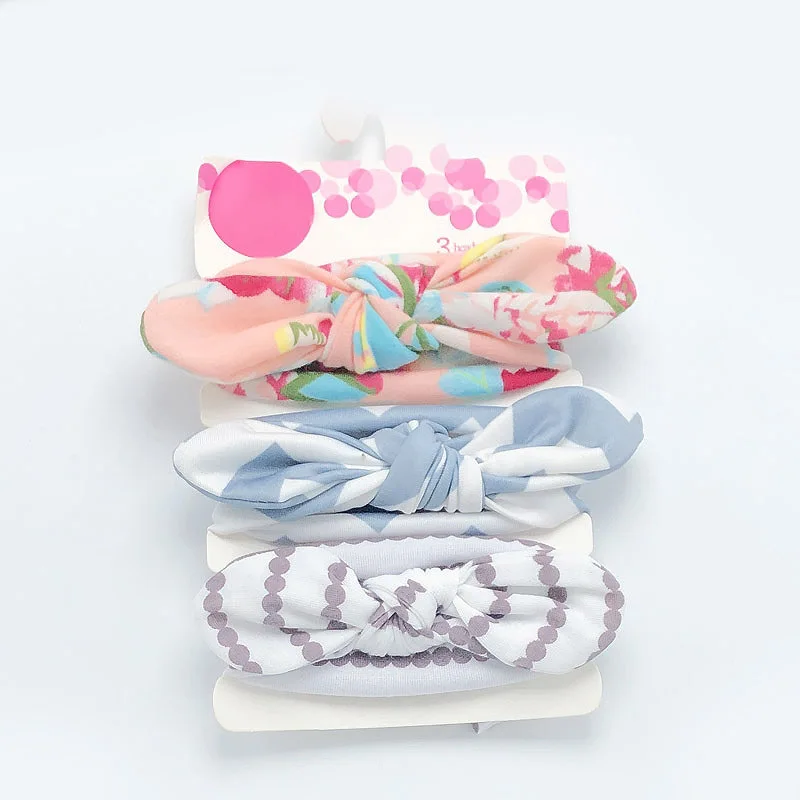 3Pcs/set Cute Bows Newborn Baby Headband Floral Pattern Striped Solid Color Pink Dot Printed Bowknot Baby Girl Headband Turban Baby Accessories discount Baby Accessories