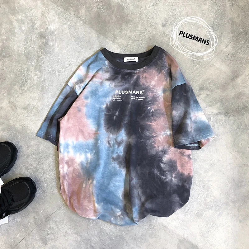 

Tie-dyed Wash Letter Printing Short Sleeve P48 - No Lower Than 58