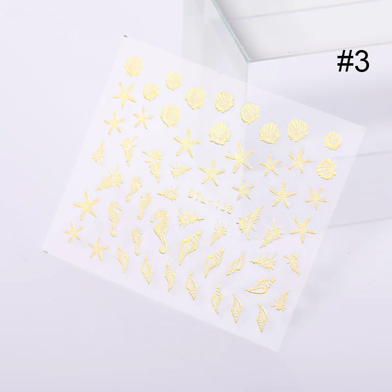 1 лист, смешанные узоры, золотой 3D цветочный узор, наклейки для ногтей, переводные наклейки для нейл-арта, бумажные украшения для ногтей, сделай сам, дизайн - Цвет: 3