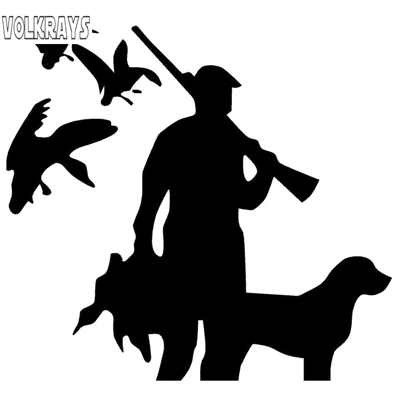 Volkrays Fashion Car Sticker Duck Hunting Dog Accessories Reflective Waterproof Sunscreen Vinyl Decal Black/Silver 11cm*13cm | Автомобили