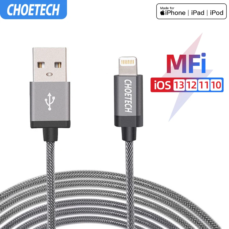 

CHOETECH 5V/2.4A MFi Cable For Apple to USB 8P Fast Charging & Data Cable For iPhone 11/11 Pro X XS XS 7 7 Plus 5 5S 6S Cable