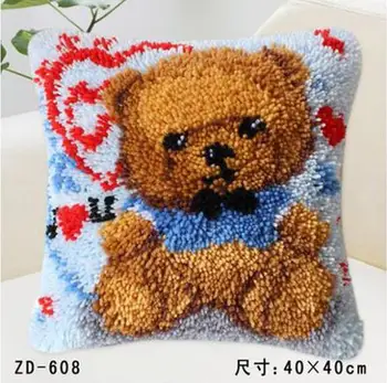 

Pillow"do it yourself"Cartoon love bear animal method needlework kit latch hook rug kit Unfinshed / embroidered carpet pattern