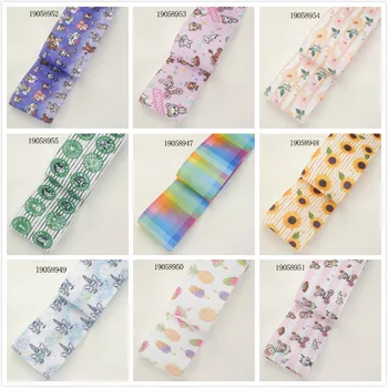 

5 Yards 25mm/38mm/50mm/75mm Cute Grosgrain/Satin Ribbon Heat Transfer Printed for DIY Hair Accessories Party Decorations