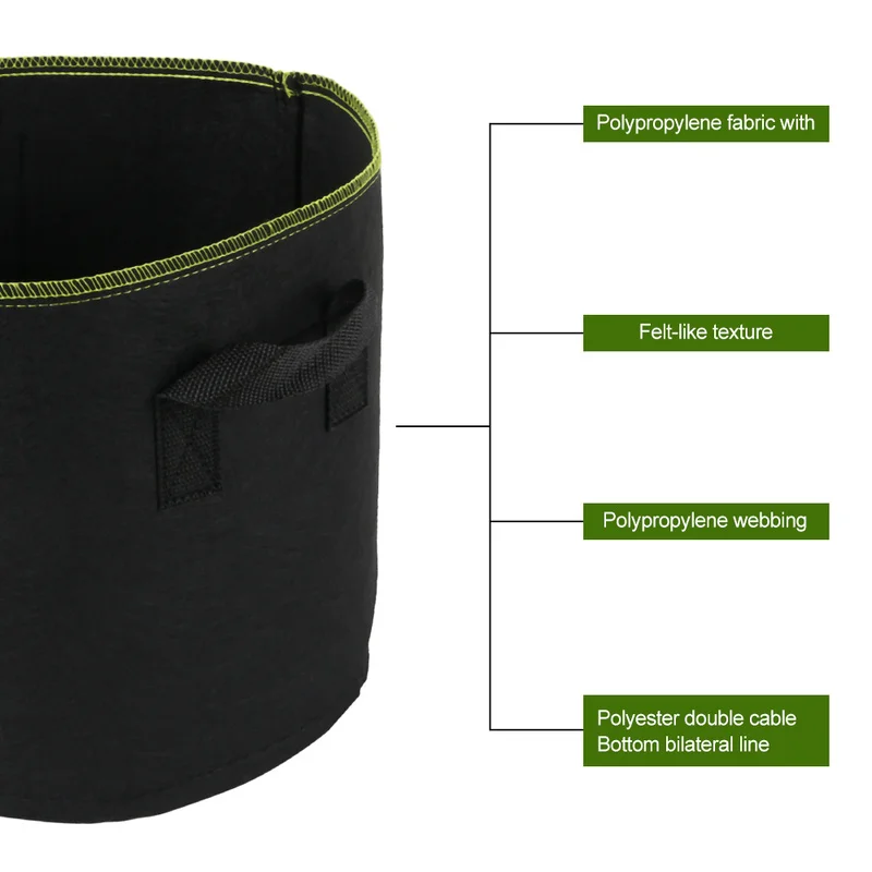 5pcs 5/7/10 Gallon Felt Plant Growing Bags Vegetable Flower Potato Pot Container Garden Planting Basket Farm Home Mushroom Seed 5pcs 5/7/10 Gallon Felt Plant Growing Bags Vegetable Flower Potato Pot Container Garden Planting Basket Farm Home Mushroom Seed