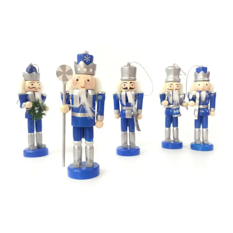 5Inch Christmas Wooden Nutcracker Puppets Doll Toy Figurines Christmas Ornaments Pendant Christmas Tree Decorations