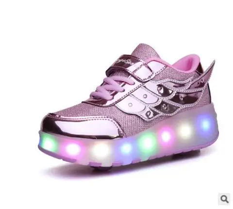 Heelies USB зарядка светодиодный Красочные Дети Мода кроссовки с два колеса роликовые коньки обувь для мальчиков и девочек синий - Цвет: Photo Color 15