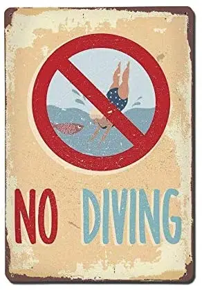

No Diving Novelty Sign Funny Aluminum Metal Signs 8" X 12" inch