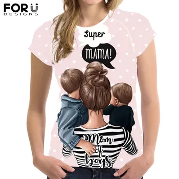 

FORUDESIGNS Funny T Shirts Women Super Mom Pattern Style Plus Size Comfortable Gym Casual Summer Clothes Woman Moda Mujer 2019
