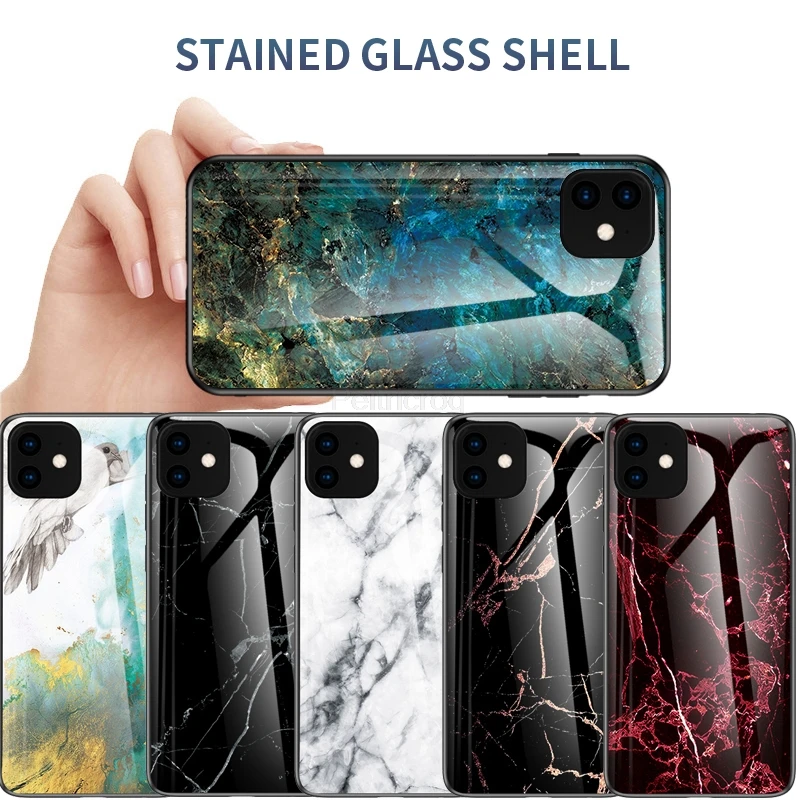 Роскошный Мраморный Изумрудный чехол из закаленного стекла для iPhone X XR XS 11 Pro MAX