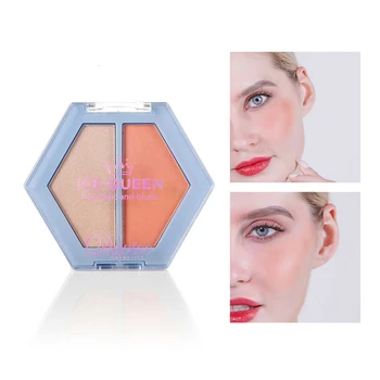 

2 Color Face Blush Makeup Silky Powder Natural Cheek Powder Rouge With Mirror Blusher Palette Face Blusher