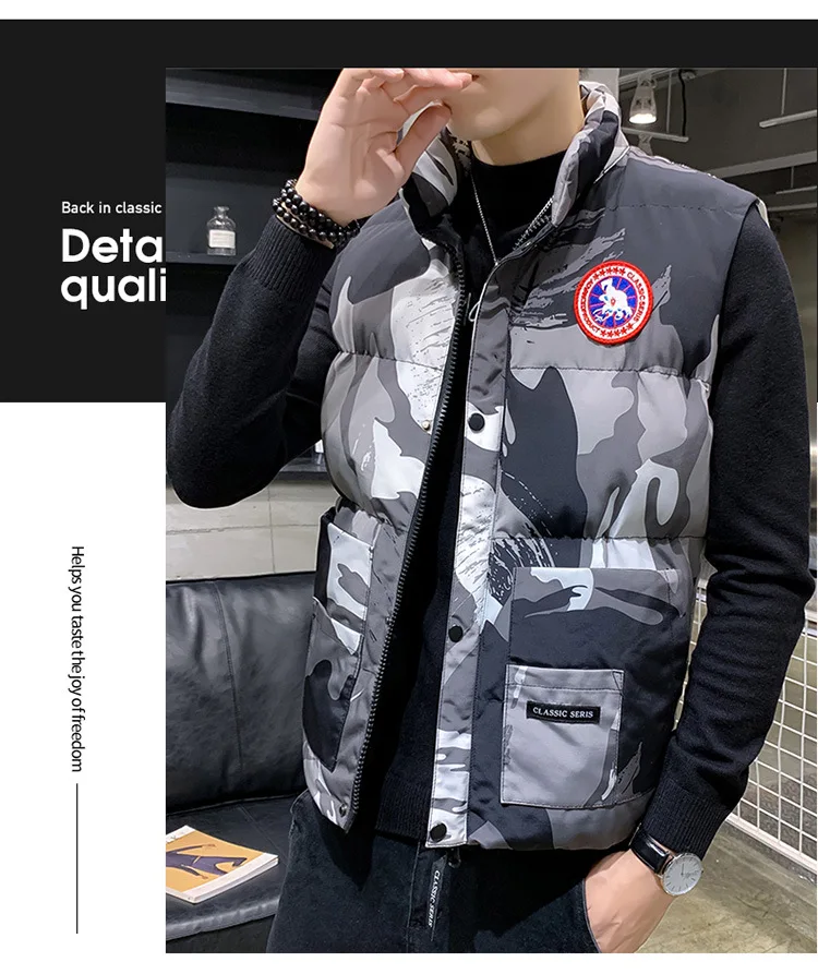 Waistcoat Men's Autumn& Winter Multi-color Vest Youth Korean-style Thick Casual MEN'S Outerwear Handsome Large Size Waistcoat F