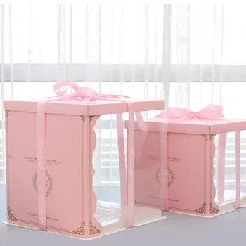 

New Plastic custom box Cake box packaging Custom Size Recycled Materials Square PET Tall Translucent gift cake box
