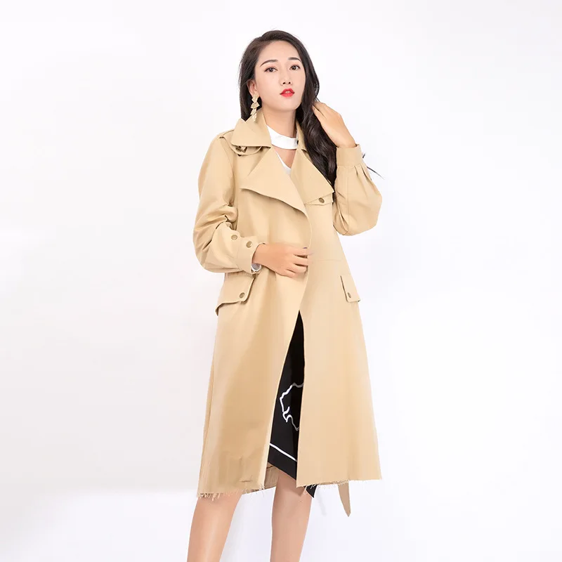

Windshield Female Autumn 2009 New Korean Edition Loose Girdle Waist Harbor Style Middle and Long-style Coat for Students