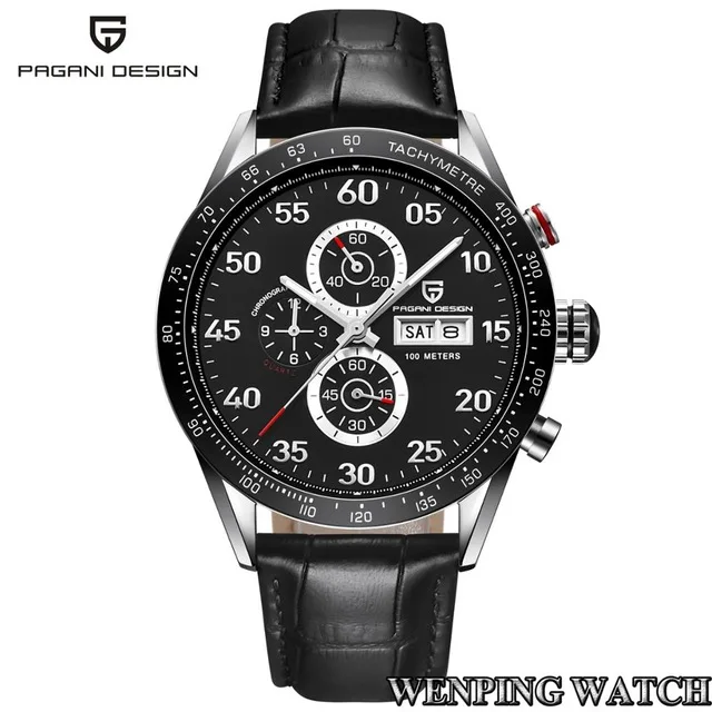 PAGANI дизайнерские мужские топ часы с черным циферблатом ДАТА нержавеющая сталь/кожаный ремешок многофункциональные кварцевые часы-тахеометр - Цвет: style 4