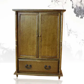

1:12 Craft Desktop Cupboard DIY Home Decoration Ornament Retro Wooden Mini Furniture Doll House Miniatura Cabinet Storage Gifts