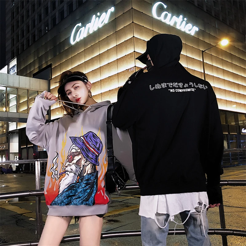 Bebovisi японский хип хоп Аниме толстовки Уличная Повседневная Толстовка Harajuku Мужской пуловер Хлопок японские худи
